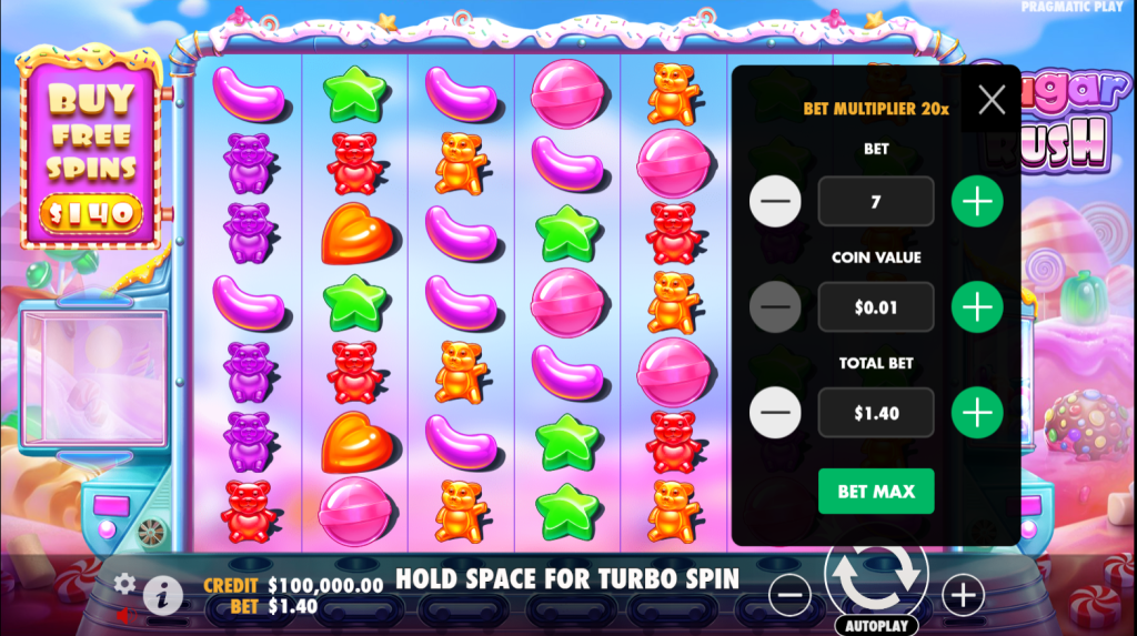 How the Bets work in the Sugar Rush slot